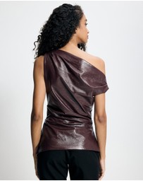Lover - Fleur Patent Leather Look Asymmetrical Top