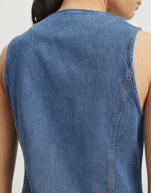 AERE - Margot Button Front Denim Vest