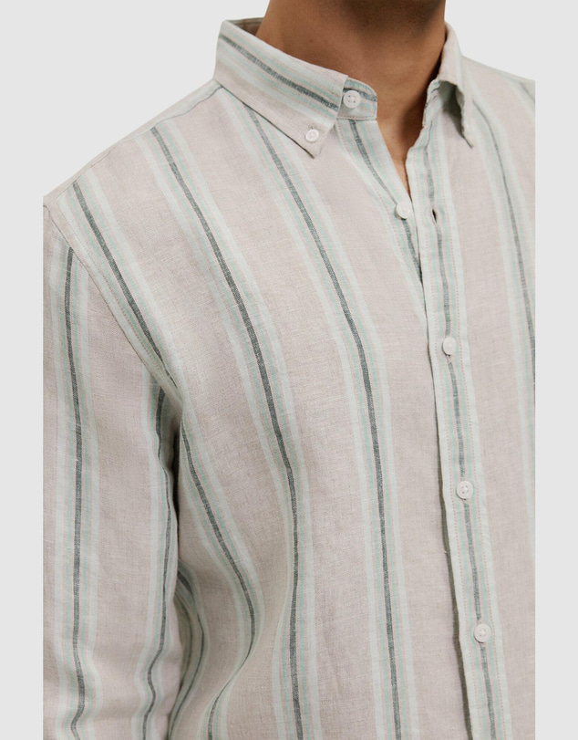 Trenery - Yarn Dyed Linen Multi Stripe Long Sleeve Shirt