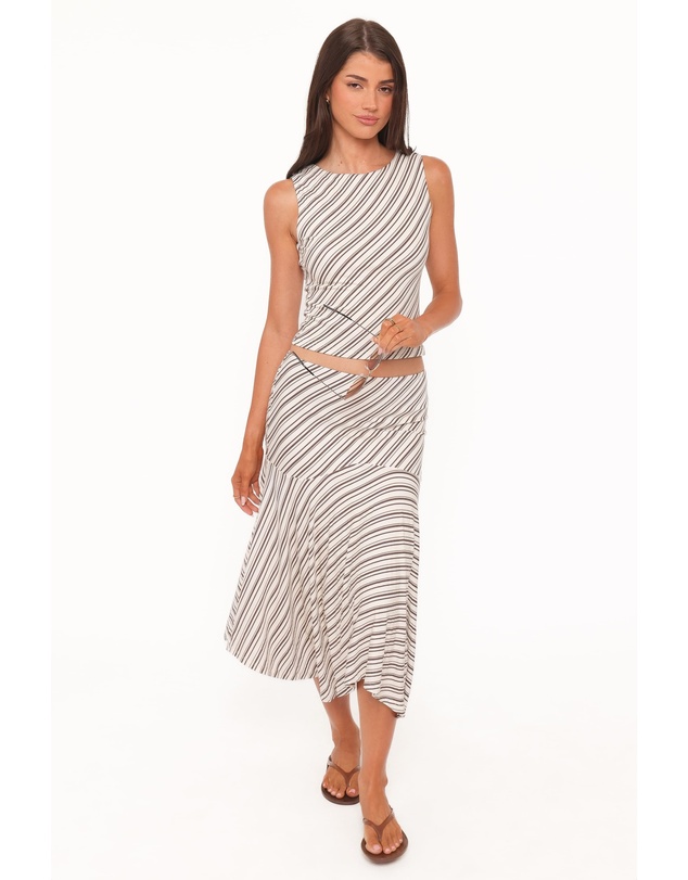Petal & Pup - Amber Skirt Set - Cream/Brown Stripe