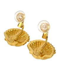 Pre-Loved by Azura Reborn - Pre-Loved CC Gold Plated Rhinestone Shell Clip On Earrings