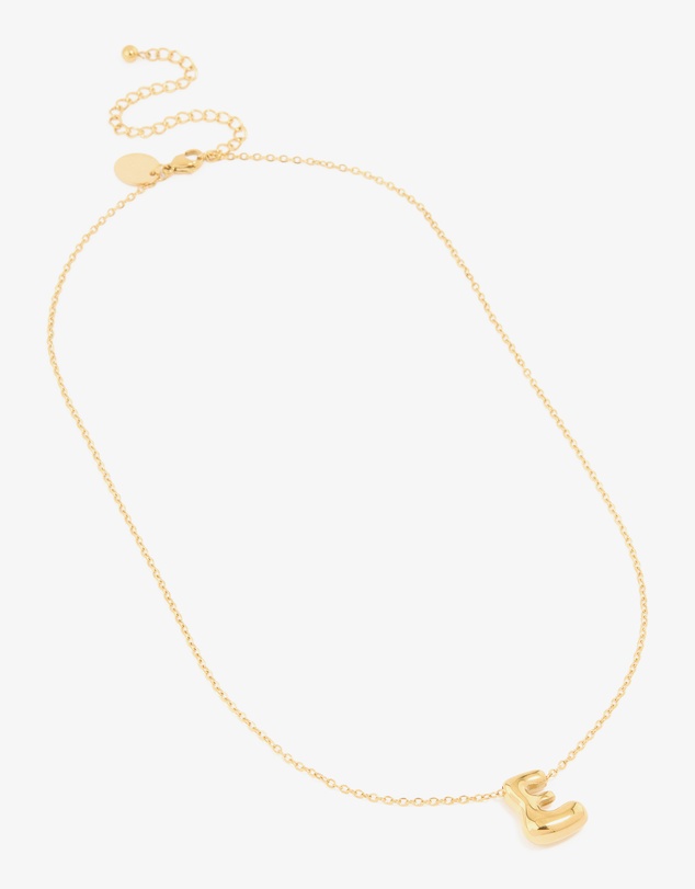 Lovisa - Waterproof Gold Plated Stainless Steel Large Bubble Letter E Necklace