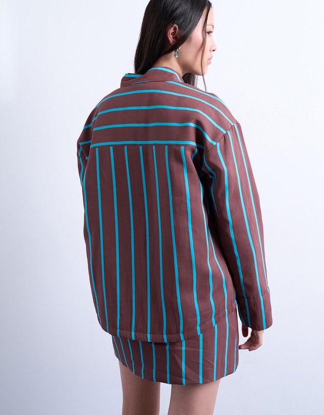 TOPSHOP - Co-ord Quilted Oversized Stripe Shirt
