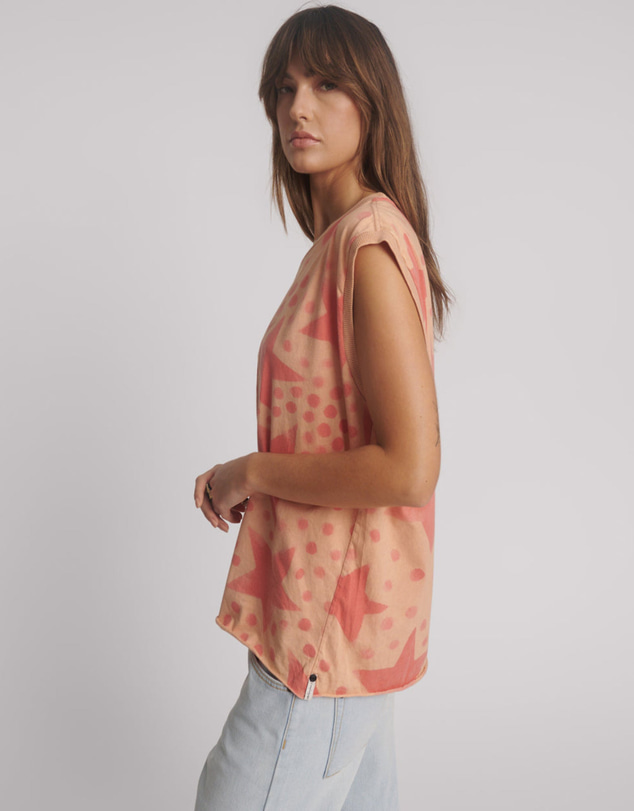 ONE TEASPOON - Polka Star Hand Sprayed Howdy Unisex Tank Top - Peach