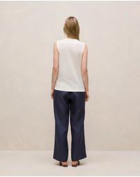 Trenery - Linen Cotton Crew Tank in White