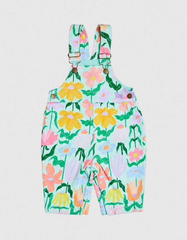 Kip&Co - Popping Flowers Organic Cotton Quilted Fleece Overalls - Babies