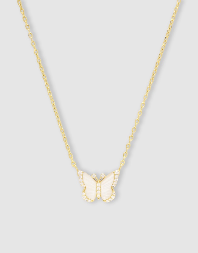 Wanderlust + Co - Butterfly Pearl & Gold Necklace