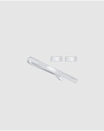 Kuzzoi - ICONIC EXCLUSIVE - Jewellery Set Tie Clip Cufflinks Basic in 925 Sterling Silver