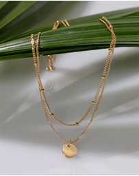 Elli Jewelry - Necklace Choker Layer Platelet in 925 sterling silver gold plated