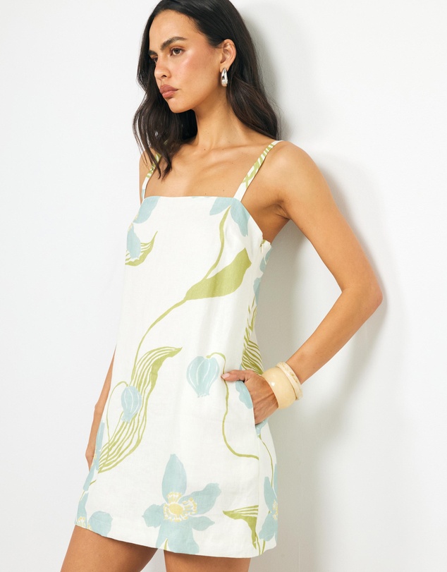 AERE - Sereia Linen Shift Mini Dress