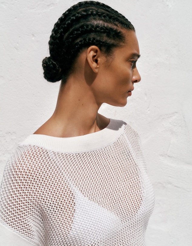 Trenery - Mercerised Cotton Open Knit T-shirt in Ivory