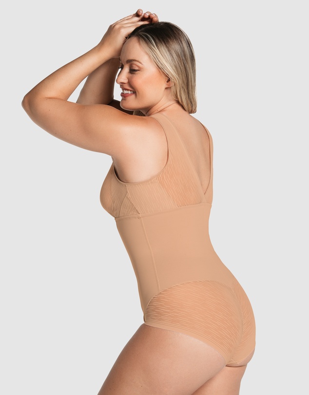 Leonisa - Sheer Stripe Detail Wirefree Sculpting Bodysuit