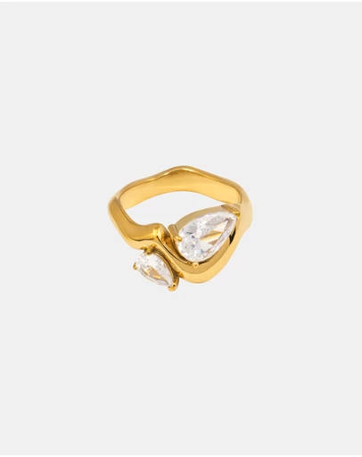 Zoe Olivia - Waterproof Thick Cubic Zirconia Wave Ring