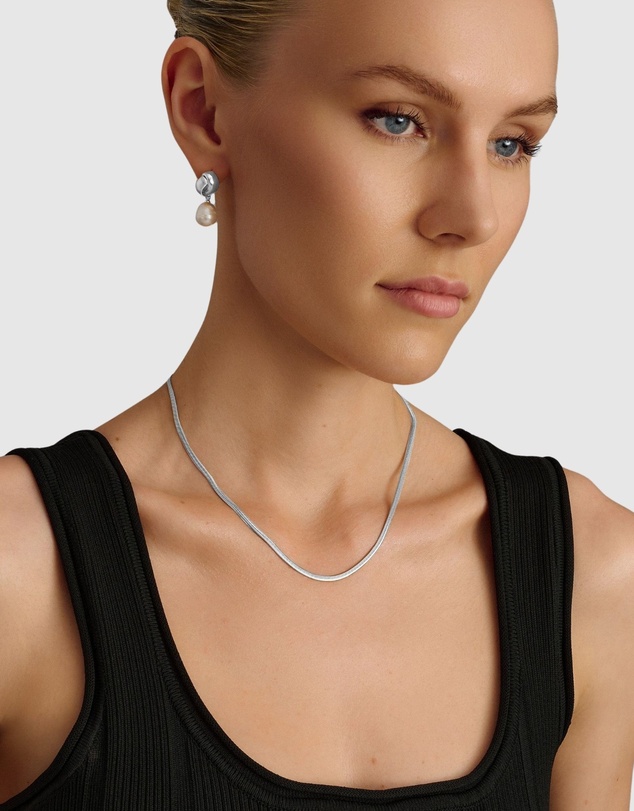 Nialaya Jewellery - Snake Chain Necklace in Silver