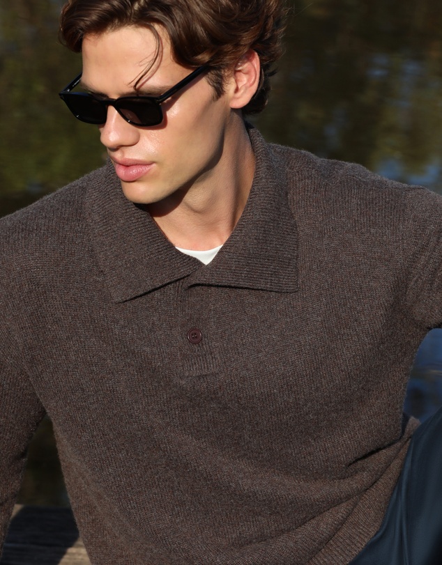 AERE - Wool Blend Oversized Collar Polo