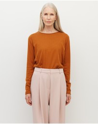 JH Lounge - JHL Crew L/S T (Fine Cotton Cashmere) Tobacco