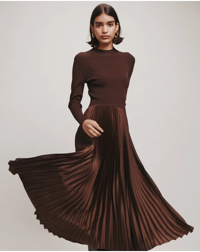 SABA - Vicky Long Sleeve Mixed Media Dress