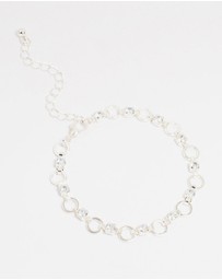 Lovisa - Silver Plated Brass Cubic Zirconia Alternating Link Bracelet