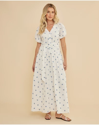 Amelius - Bea Embroidery Sleeved Maxi Dress