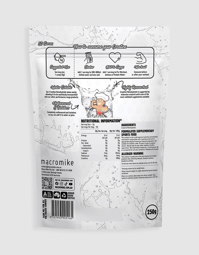 Macro Mike - Unflavoured Creatine Monohydrate - 250g
