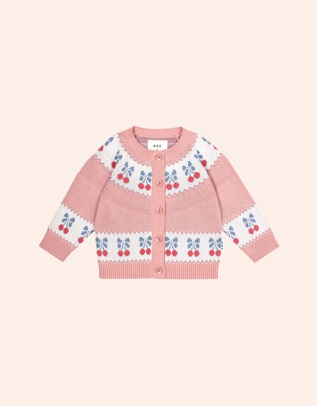 Huxbaby - Folk Cherry Bow Cardigan - Babies-Kids