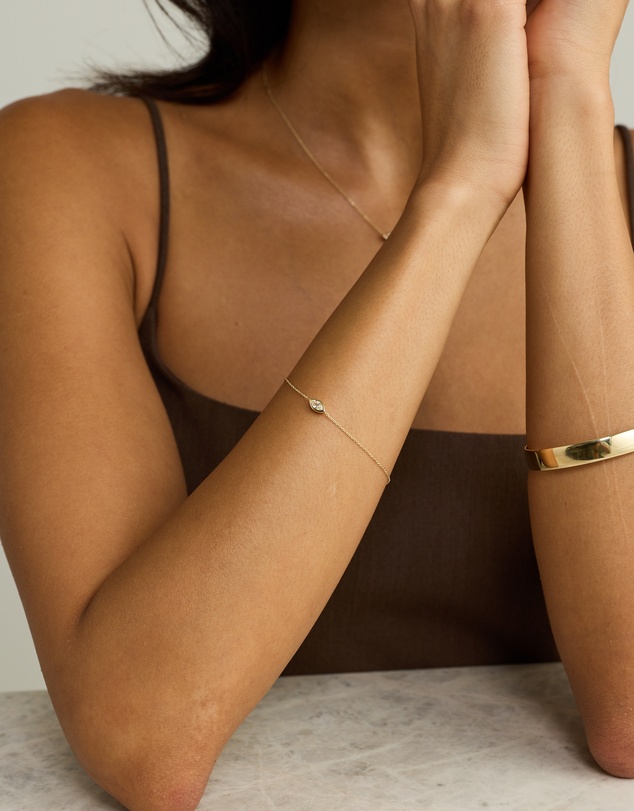 Michael Hill - Marquise Cut White Created Sapphire Bezel Bracelet in 10kt Yellow Gold
