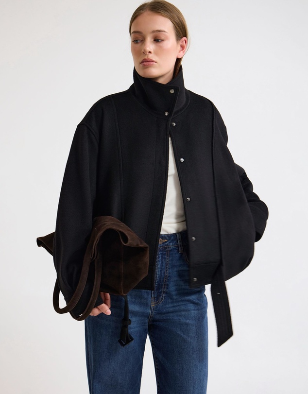 Oxford - Emma Wool Blend Funnel Trim Jacket