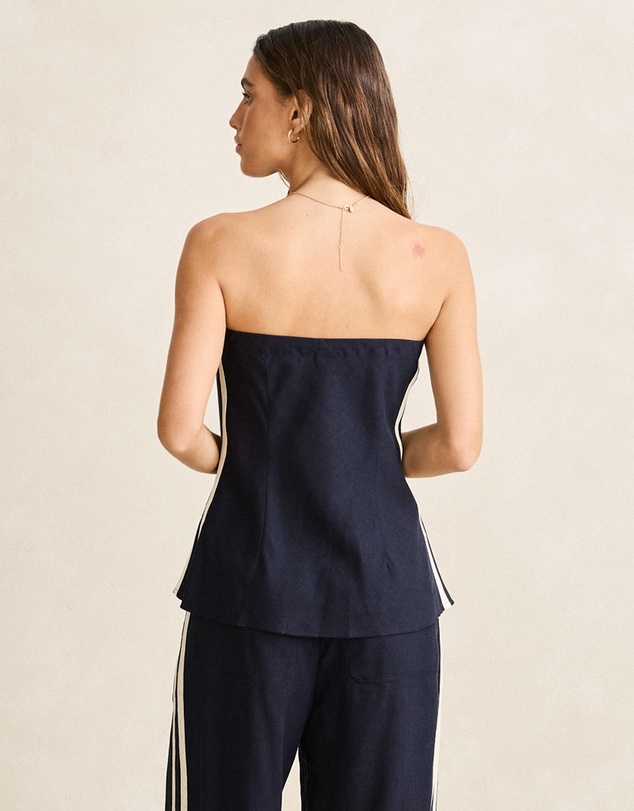 Rhythm - Contrast Linen Strapless Top