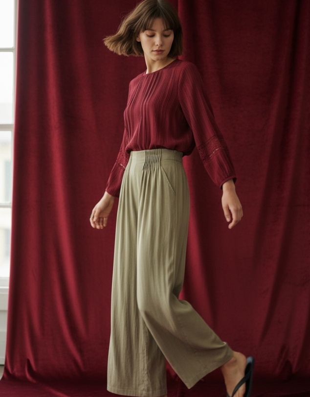 Mossée - Olivia Pleated Wide Leg Pants