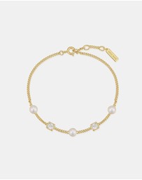 Ania Haie - Gold Bezel-Set Cube and Pearl Station Bracelet
