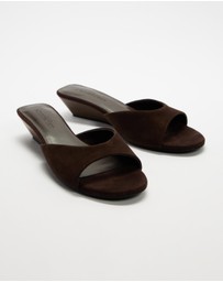 Atmos&Here - Tulum Peep Toe Suede Wedge Sandals