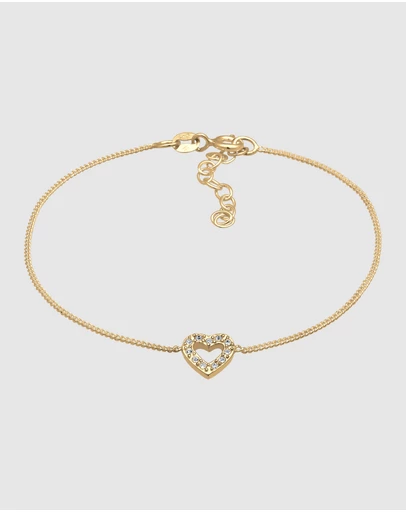 Elli Jewelry - Crystal Heart Bracelet in Gold-Plated 925 Silver