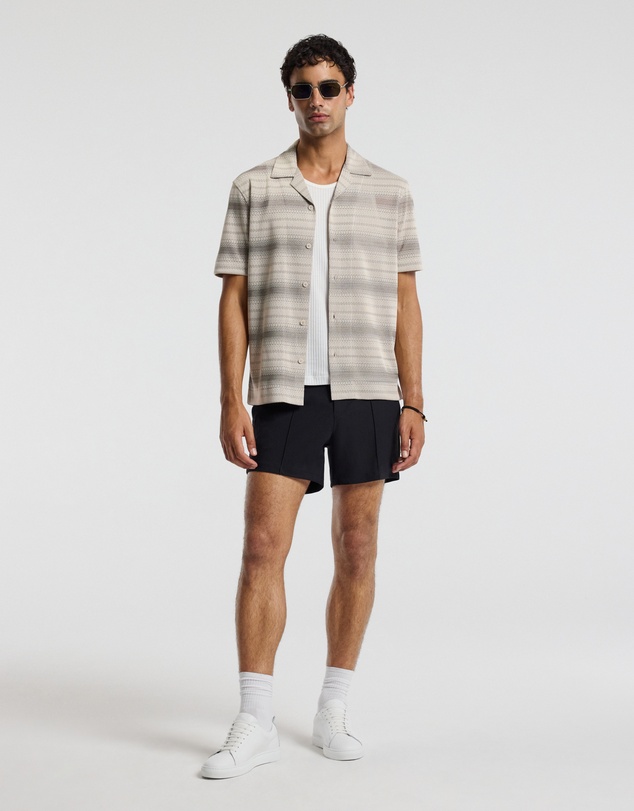 Calibre - Textured Stripe Cuban Collar Shirt Neutral