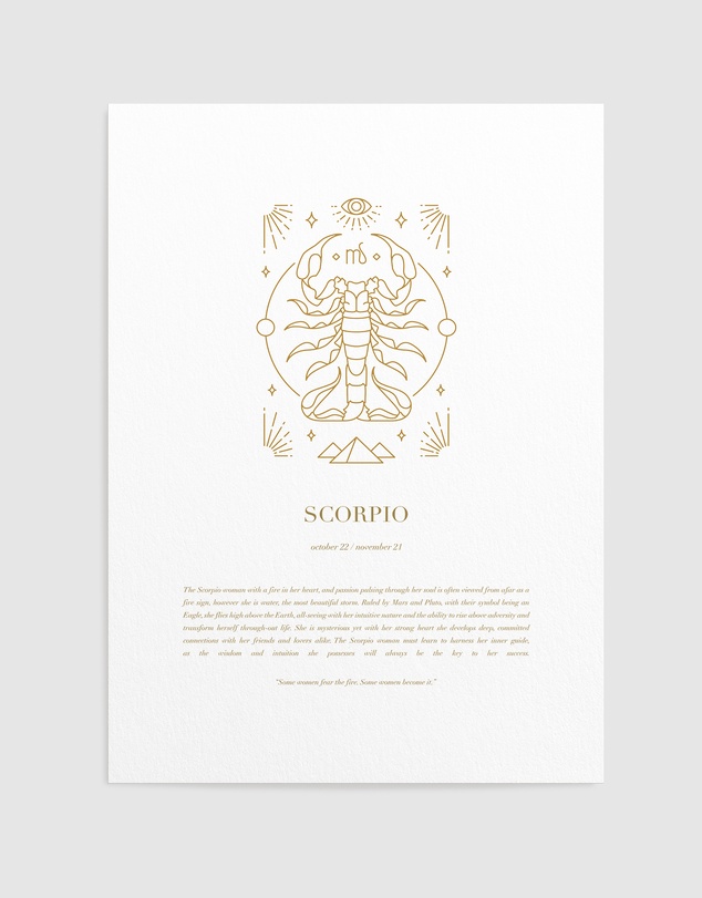 Olive et Oriel - Scorpio Celestial Zodiac Art Print