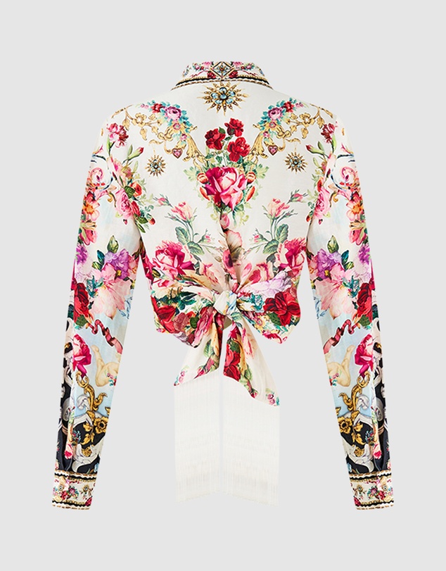 Camilla - Cropped Wrap Shirt With Tie