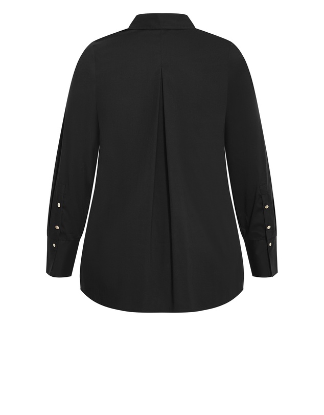 City Chic - Plus size Elevated Long Sleeve Stretch Shirt - black
