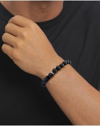 Kuzzoi - ICONIC EXCLUSIVE - Bracelet Men Tigers Eye Lava Beads 925 Sterling Silver