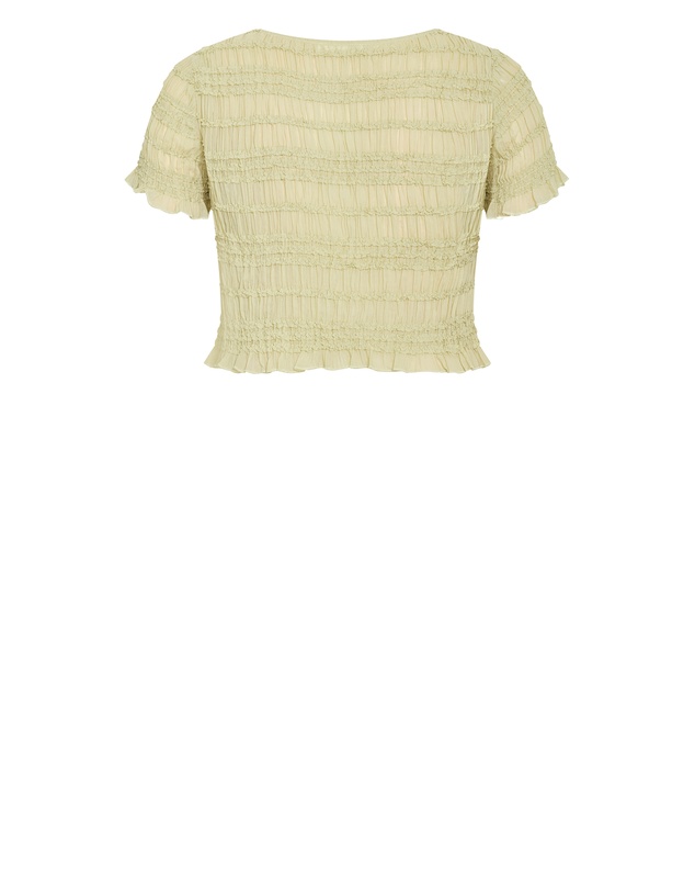 City Chic - Plus size Emelia V Neck Shirred Top - matcha