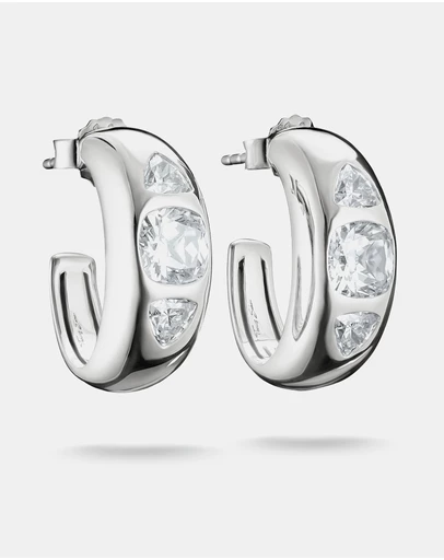THOMAS SABO - THOMAS SABO Hoop Earrings with Zirconia Stones Silver