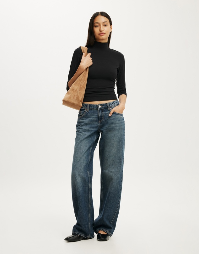 Cotton On - 90S Mock Neck 3/4 Sleeve