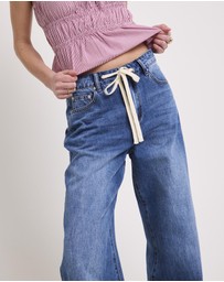 Subtitled - Cora Tie Wide Leg Denim Jeans