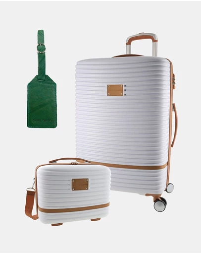 Pierre Cardin - Pierre Cardin Classique Large Hard Shell with Mini Beauty Case Set + Leather Tag