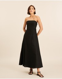 AERE - Florence Linen Strapless Maxi Dress