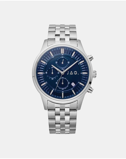 Jag - Albany Mens Blue Dial 45mm Silver Watch
