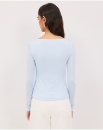 Calli - Mia Draped Long Sleeve Jersey Top