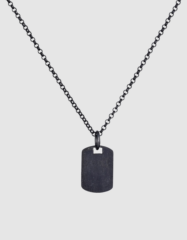 Kuzzoi - ICONIC EXCLUSIVE - Tag Pendant Necklace in Oxidised 925 Sterling Silver