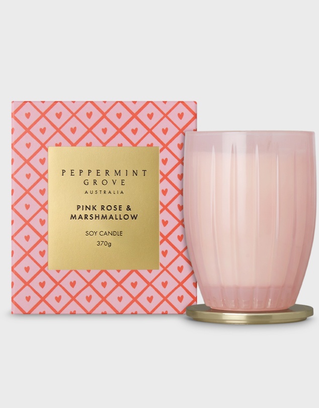 Peppermint Grove - Pink Rose & Marshmallow Soy Candle 370g