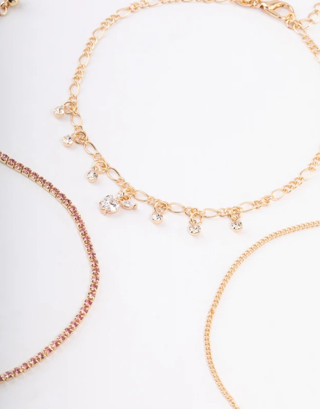 Lovisa - Gold Cup Chain Apple Anklet Pack