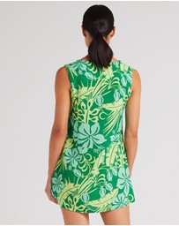 Poolside Paradiso - Tahiti V Button Up Dress - Leaf