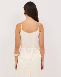 Calli - Sayer Satin Boat Neck Top